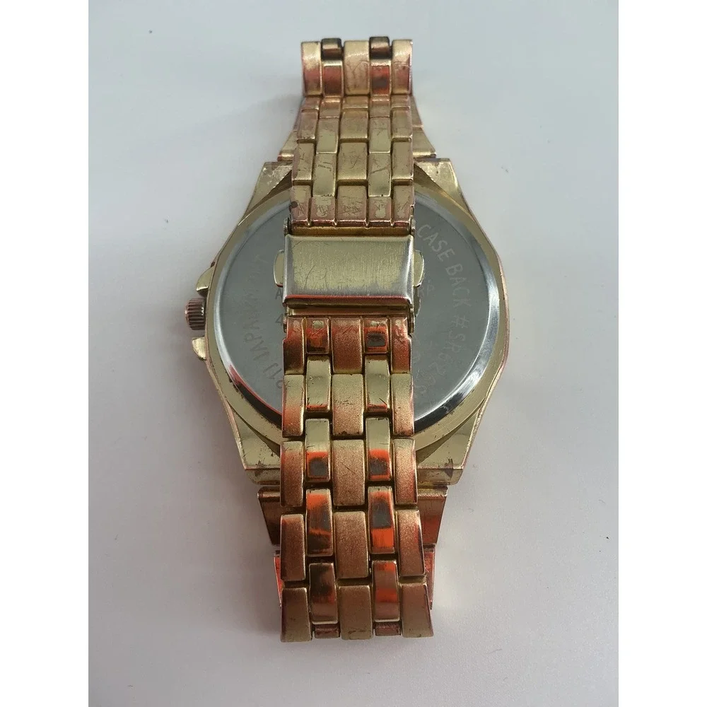 Accutime Watch Corp Gold Tone Mens Watch Black Dial Subdials 42031WMM